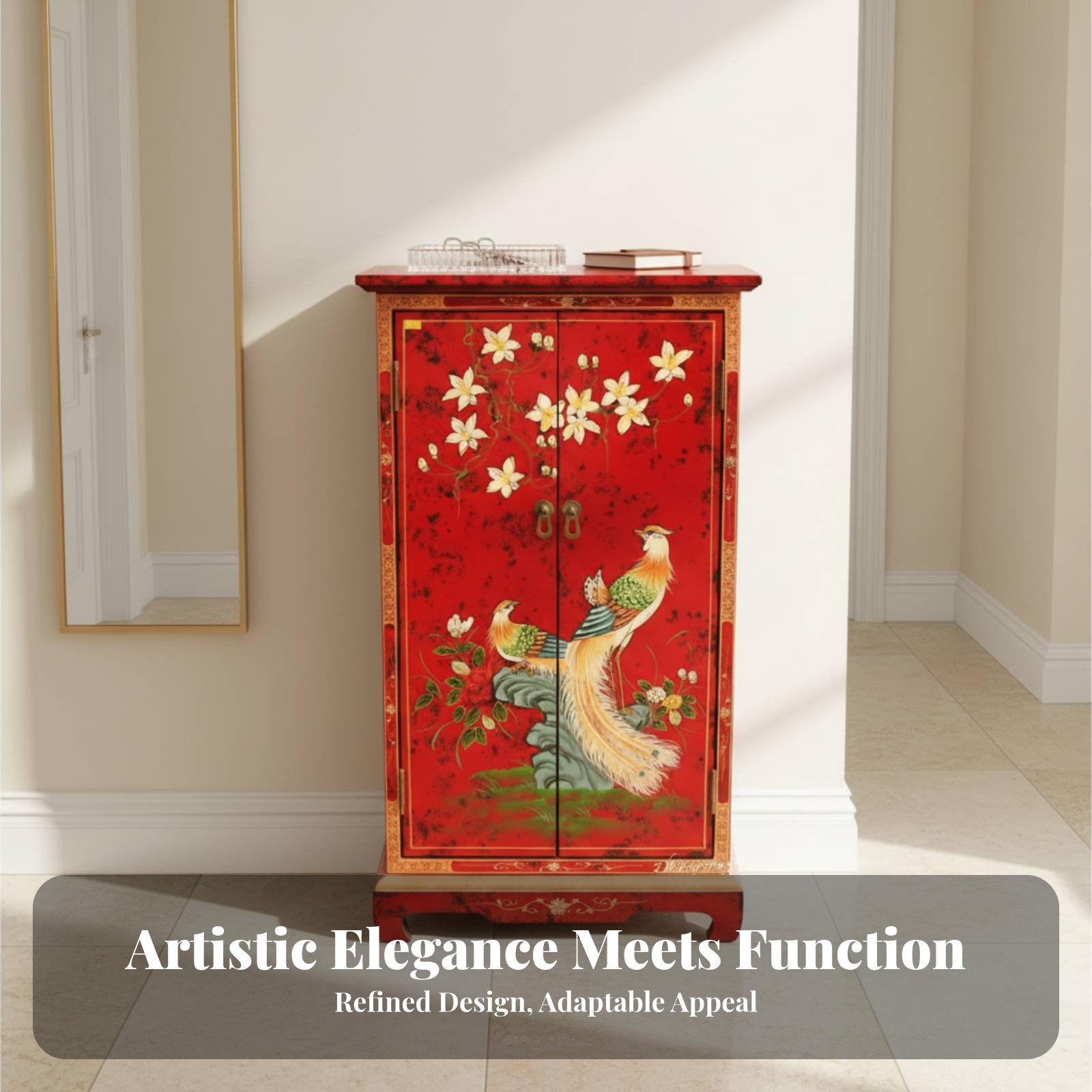 Interior Design Usa - Hand-Painted 2-Door Cabinet European Aesthetic Sideboard