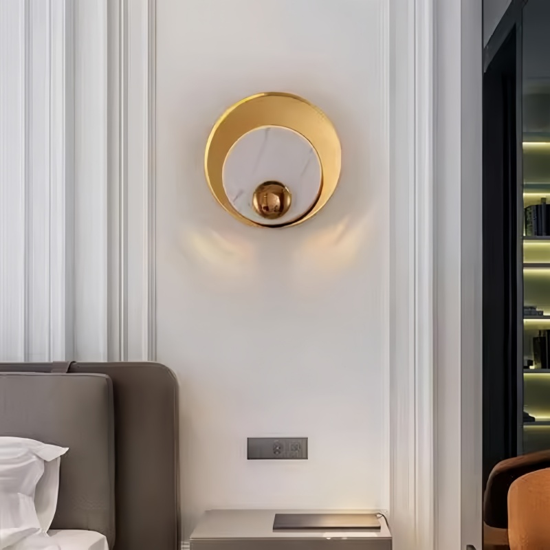 Interior Design Hall - Nordic design circular marble wall lamp