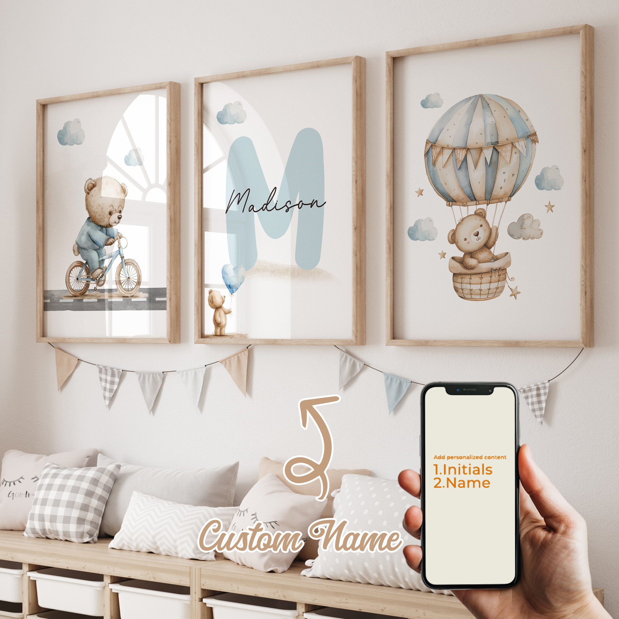 3pcs Personalized Name Blue Be - огляд і ціна Interior Design Room